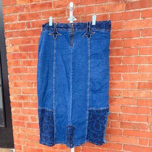 Y2K denim maxi skirt